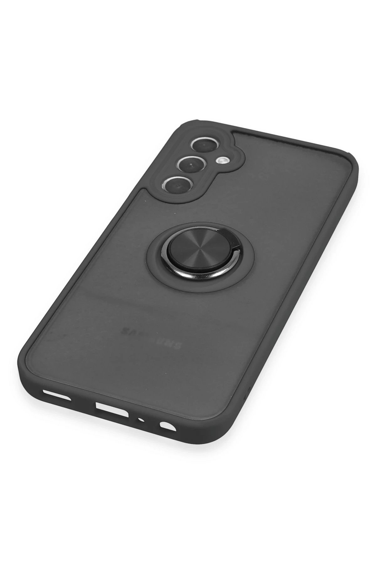 Newface Samsung Galaxy A24 4G Kılıf Montreal Yüzüklü Silikon Kapak - Siyah