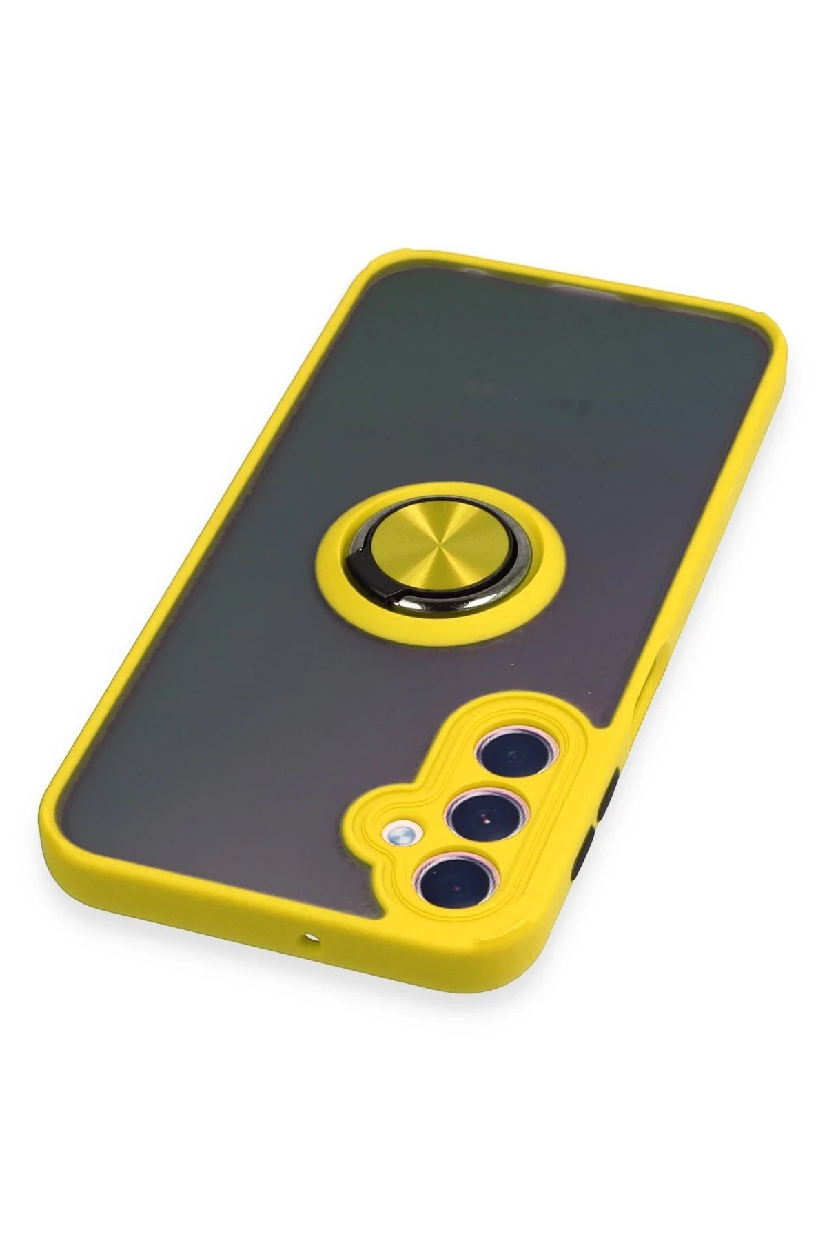 Newface Samsung Galaxy A24 4G Kılıf Montreal Yüzüklü Silikon Kapak - Sarı