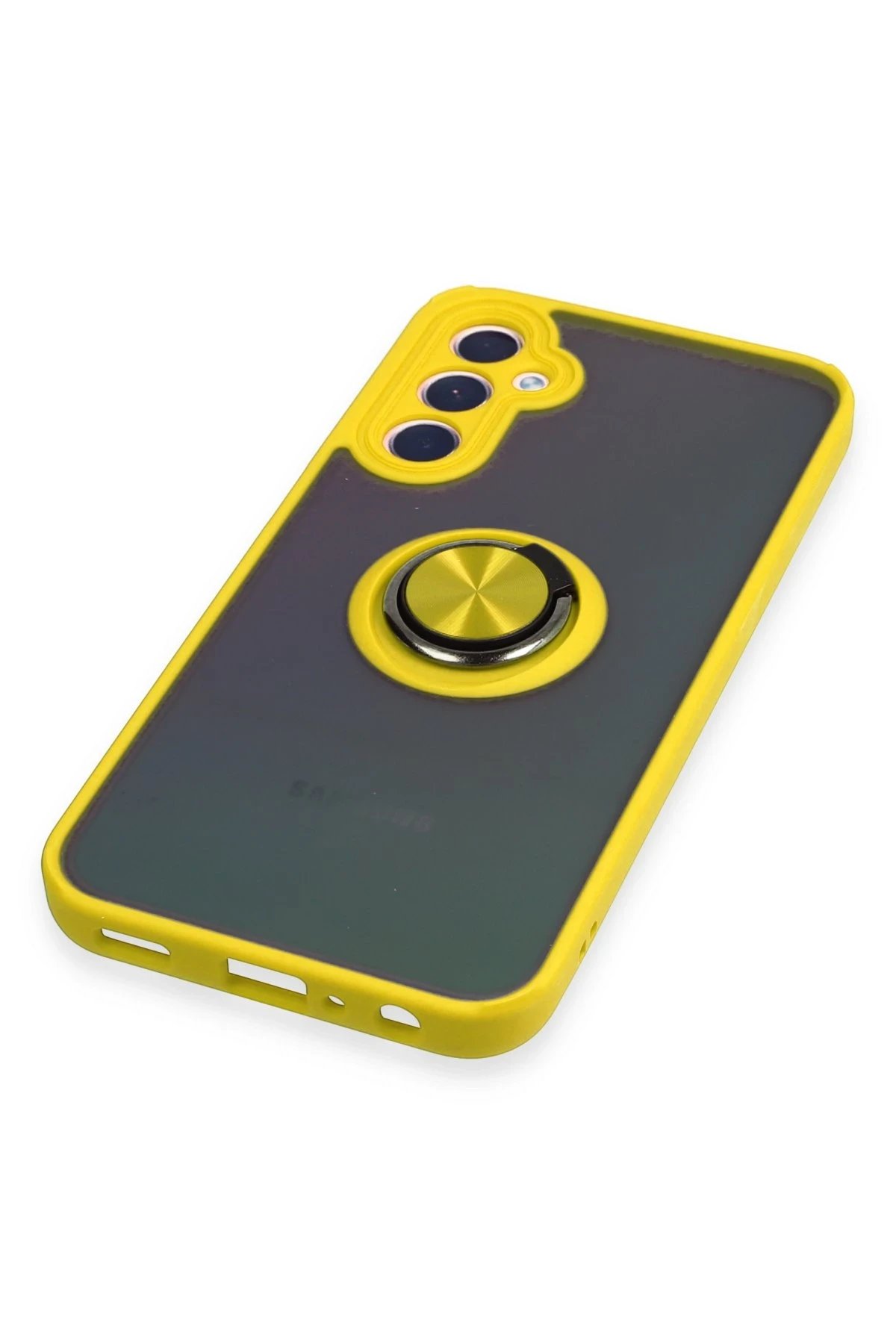 Newface Samsung Galaxy A24 4G Kılıf Montreal Yüzüklü Silikon Kapak - Sarı