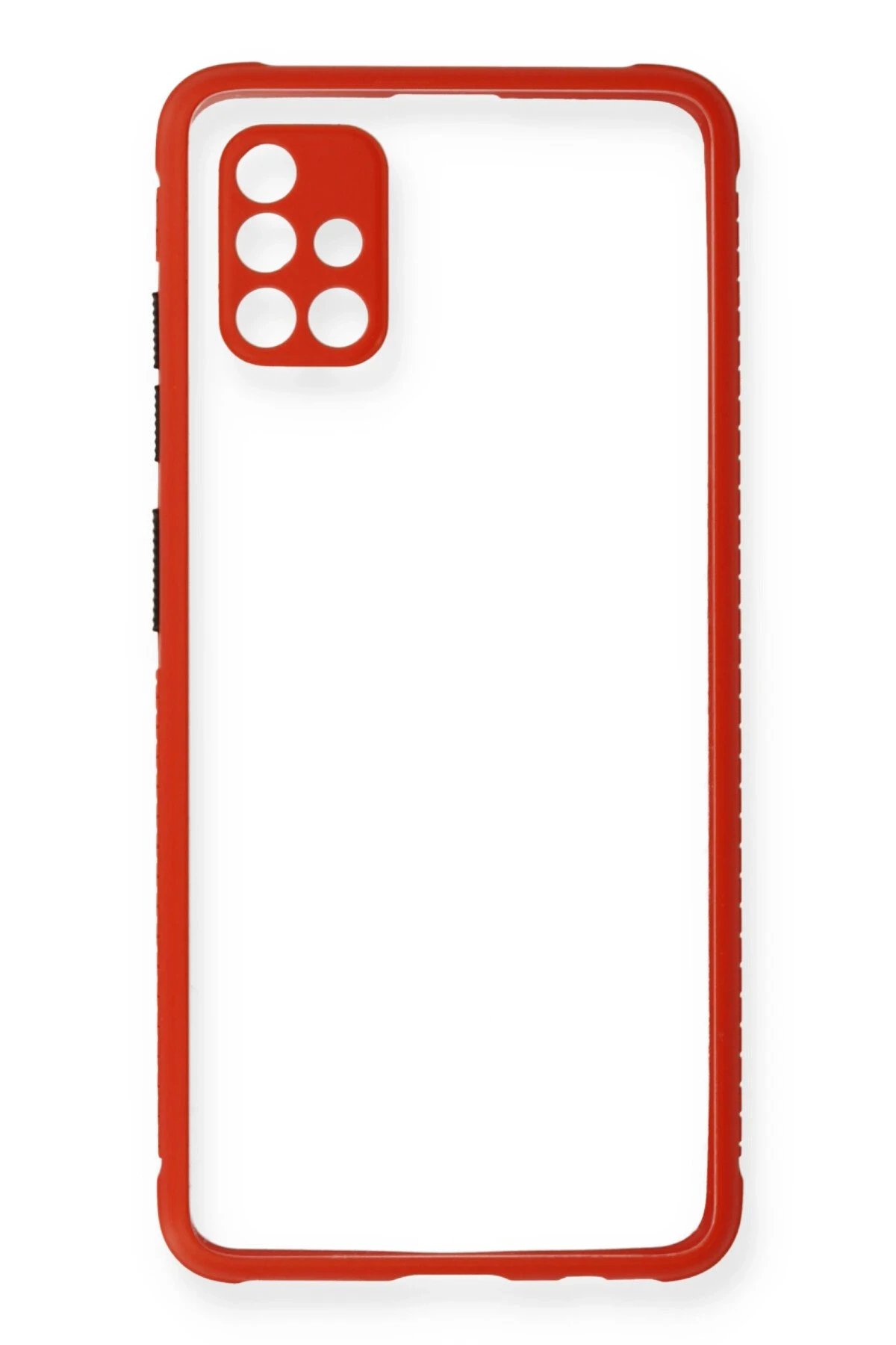 Newface Samsung Galaxy A71 Kılıf Miami Şeffaf Silikon - Kırmızı