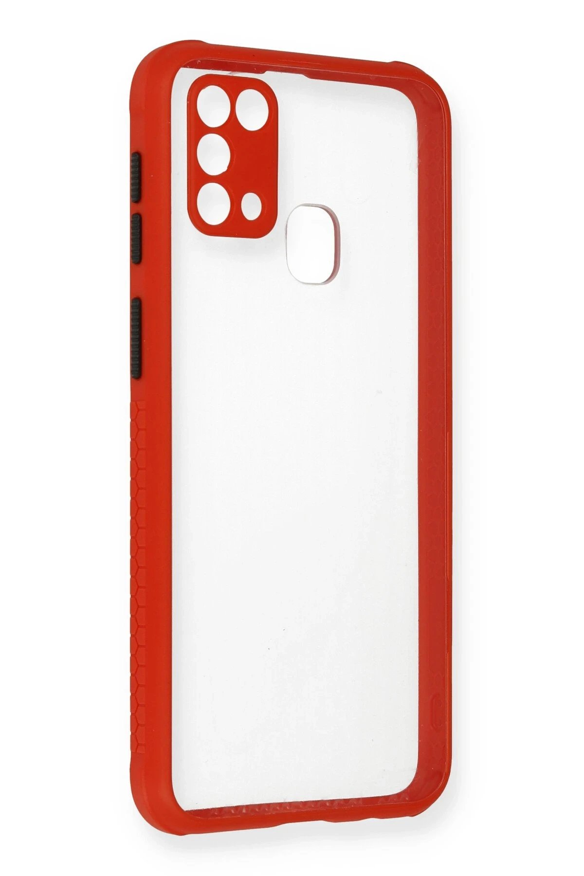 Newface Samsung Galaxy M31 Kılıf Miami Şeffaf Silikon - Kırmızı