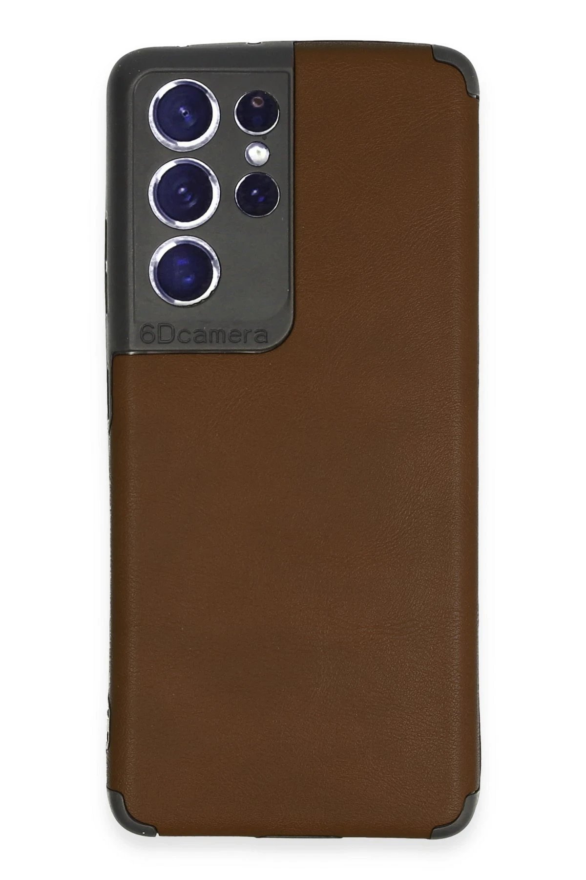 Newface Samsung Galaxy S21 Ultra Kılıf Loop Deri Silikon - Kahverengi