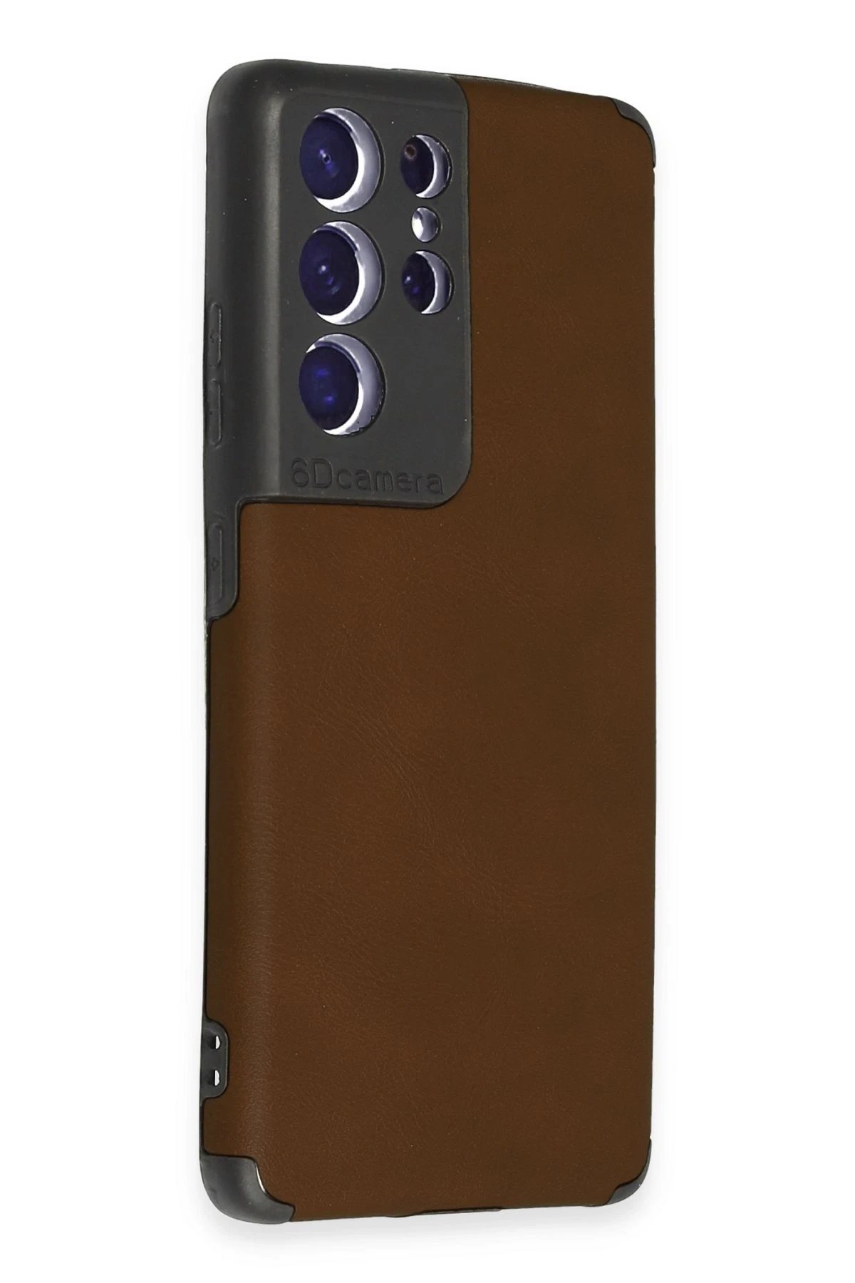 Newface Samsung Galaxy S21 Ultra Kılıf Loop Deri Silikon - Kahverengi