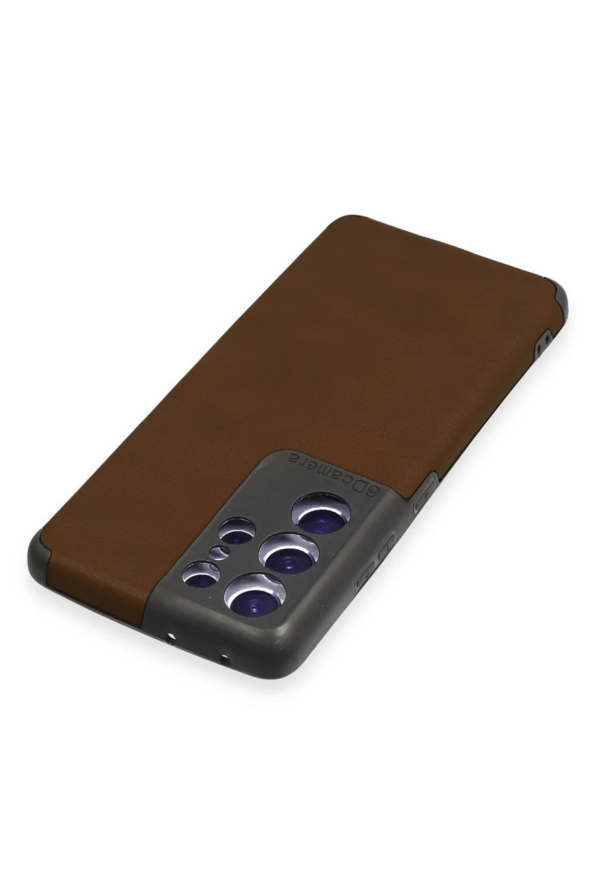 Newface Samsung Galaxy S21 Ultra Kılıf Loop Deri Silikon - Kahverengi