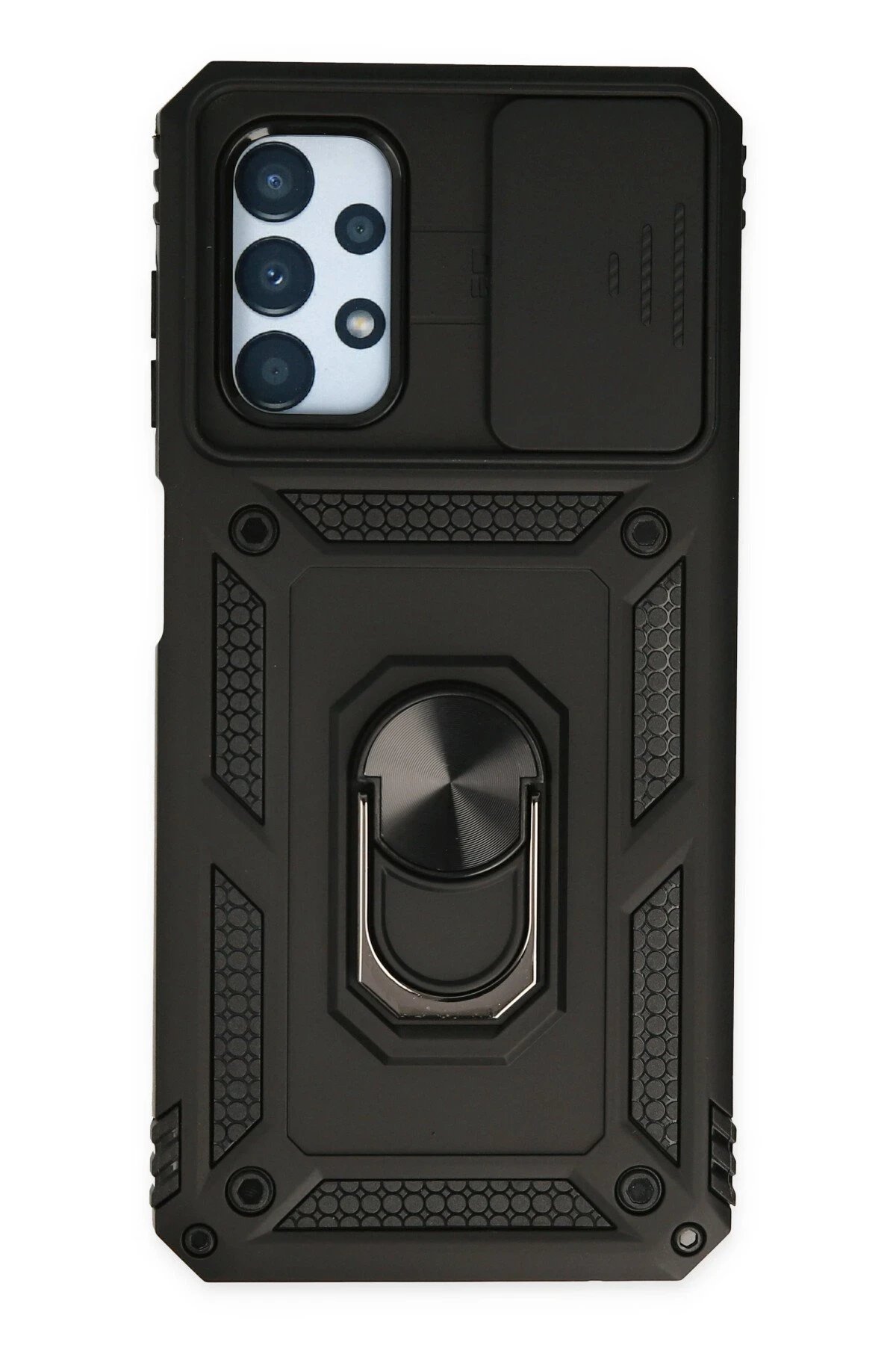 Newface Samsung Galaxy A23 4G Kılıf Pars Lens Yüzüklü Silikon - Siyah