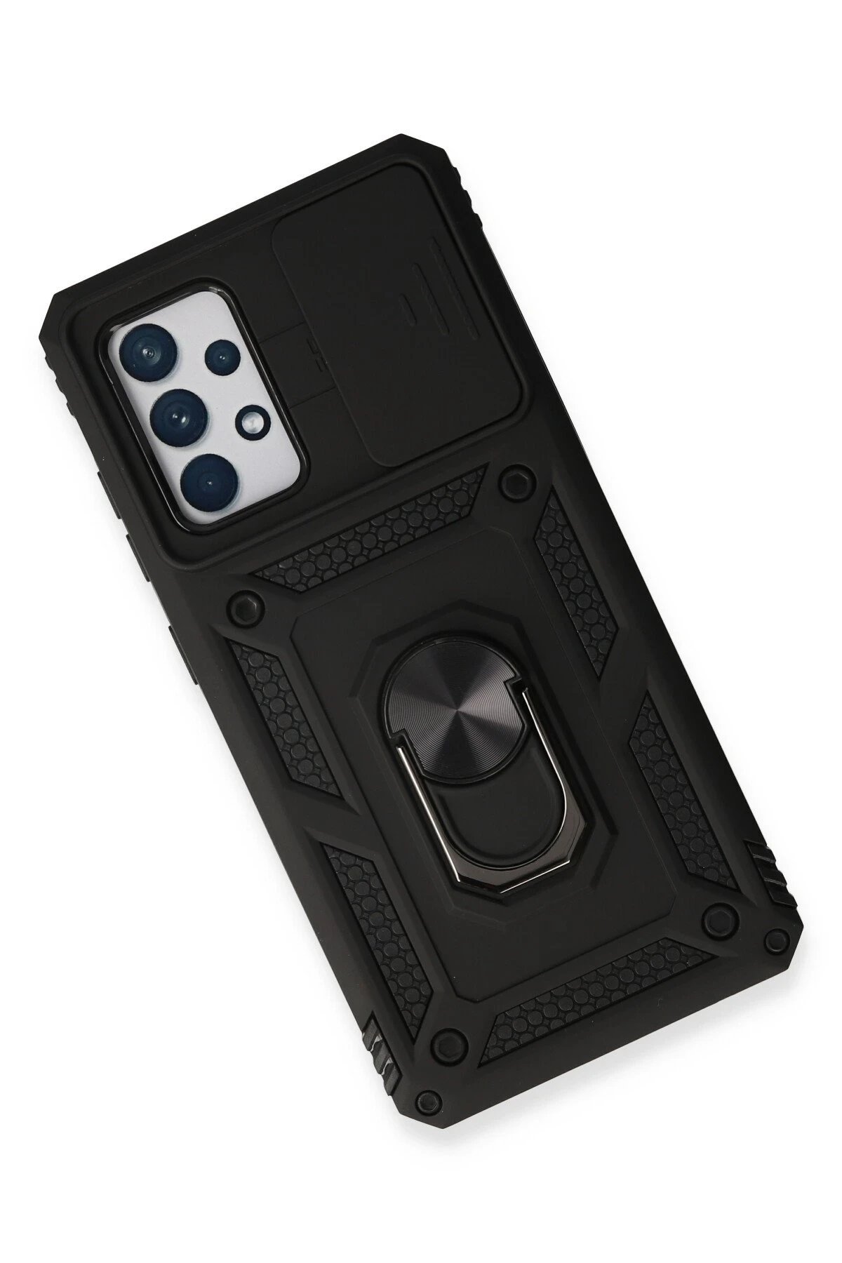 Newface Samsung Galaxy A73 5G Kılıf Pars Lens Yüzüklü Silikon - Siyah