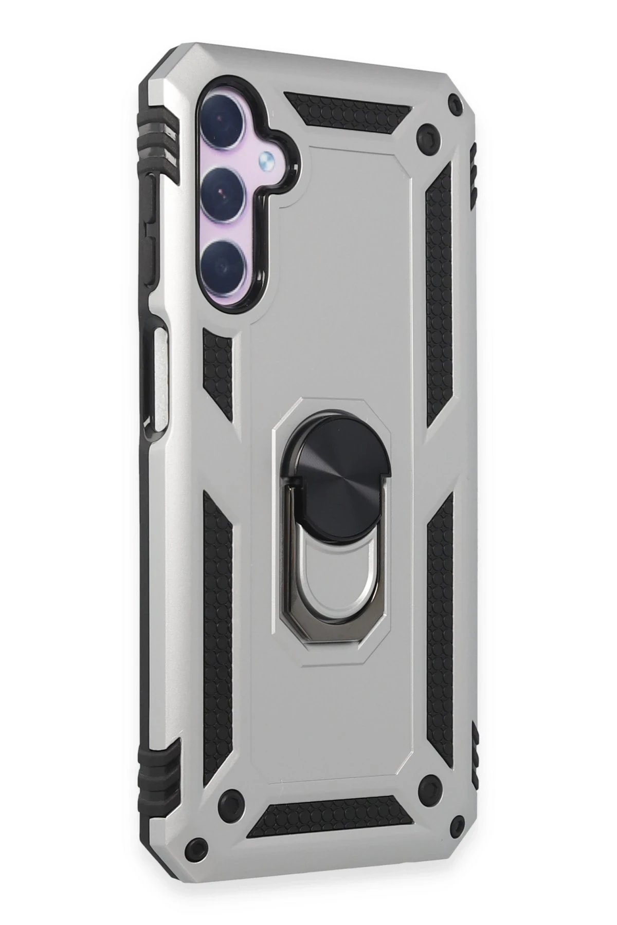 Newface Samsung Galaxy A14 4G Kılıf Sofya Yüzüklü Silikon Kapak - Gümüş