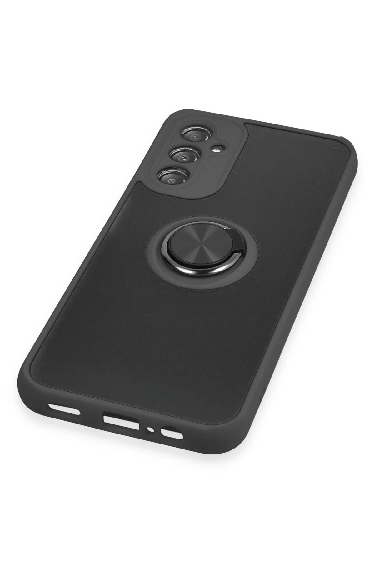 Newface Samsung Galaxy A14 4G Kılıf Montreal Yüzüklü Silikon Kapak - Siyah