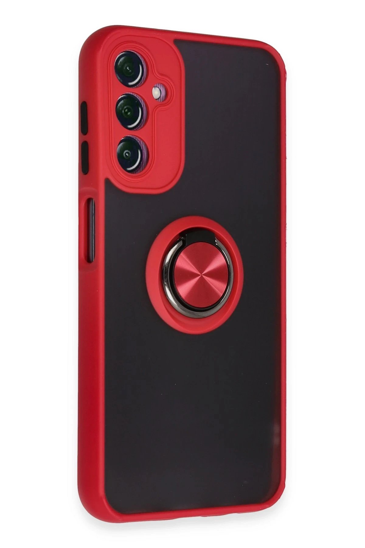 Newface Samsung Galaxy A14 4G Kılıf Montreal Yüzüklü Silikon Kapak - Kırmızı