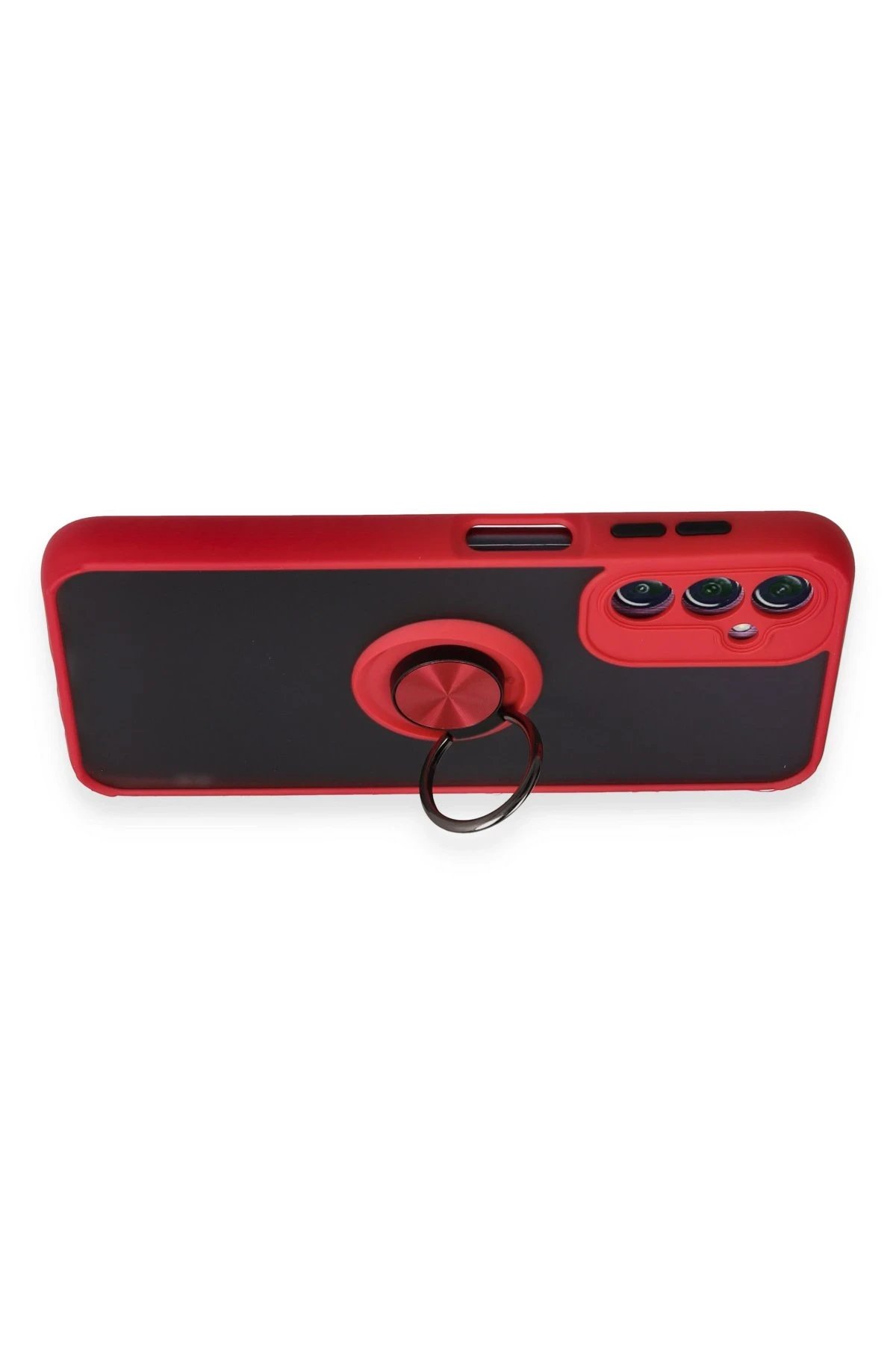 Newface Samsung Galaxy A14 4G Kılıf Montreal Yüzüklü Silikon Kapak - Kırmızı