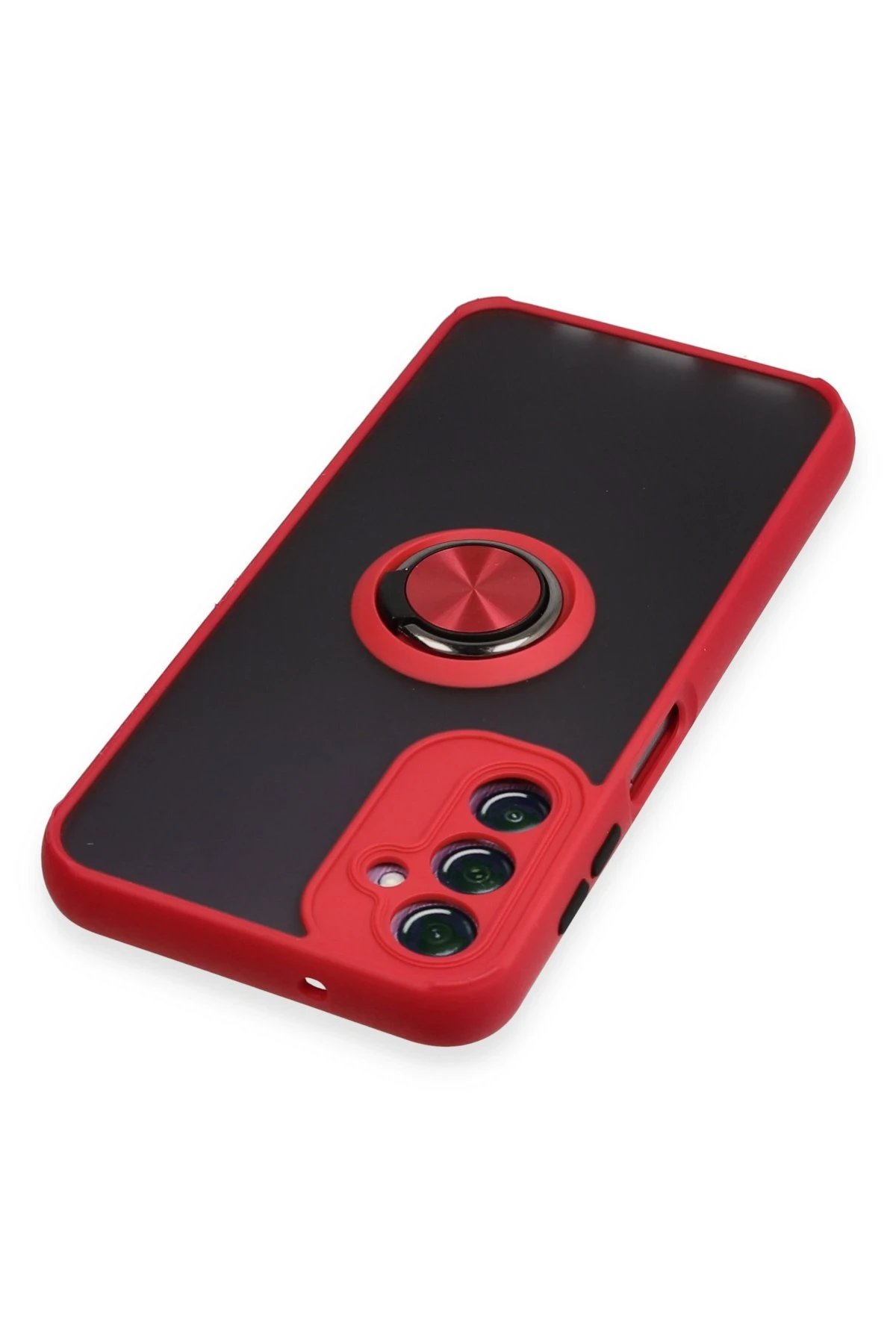 Newface Samsung Galaxy A14 4G Kılıf Montreal Yüzüklü Silikon Kapak - Kırmızı