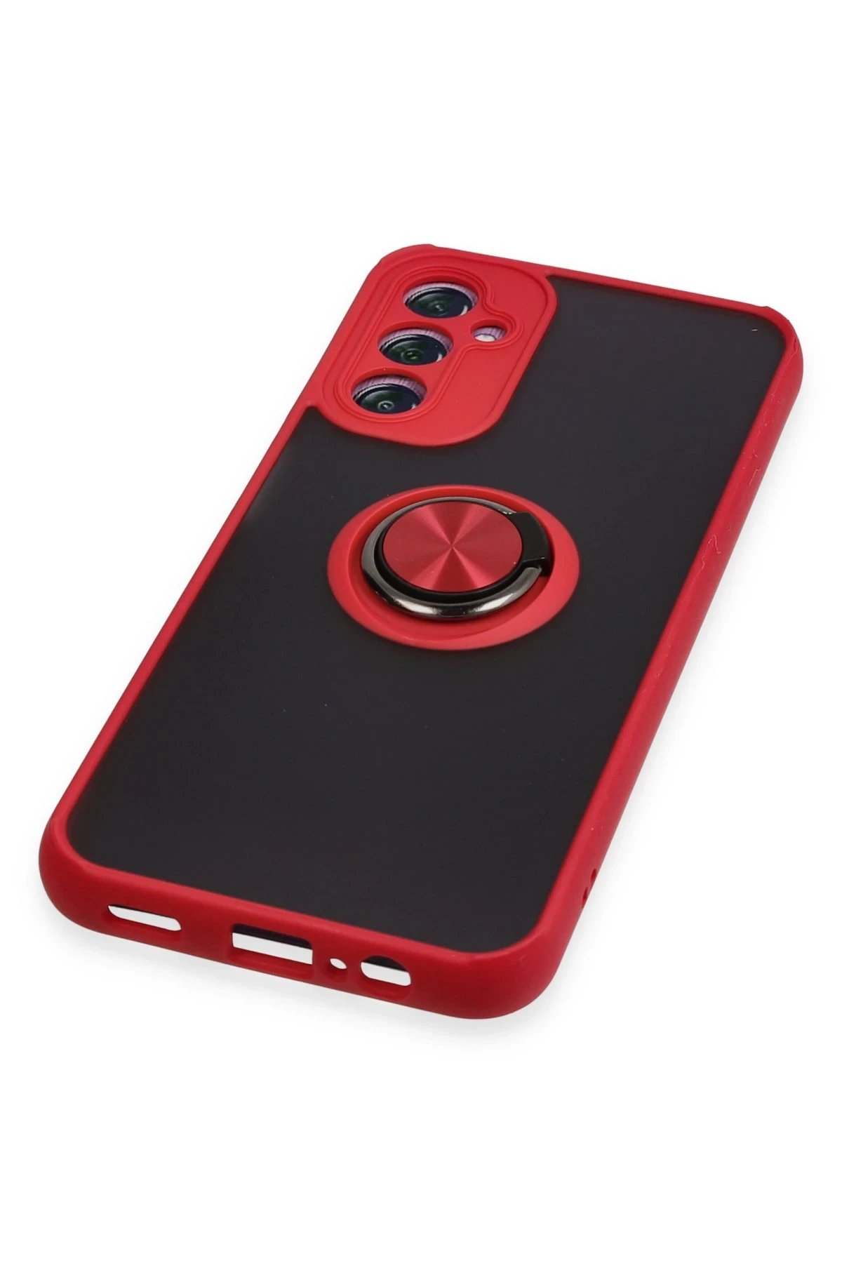 Newface Samsung Galaxy A14 4G Kılıf Montreal Yüzüklü Silikon Kapak - Kırmızı