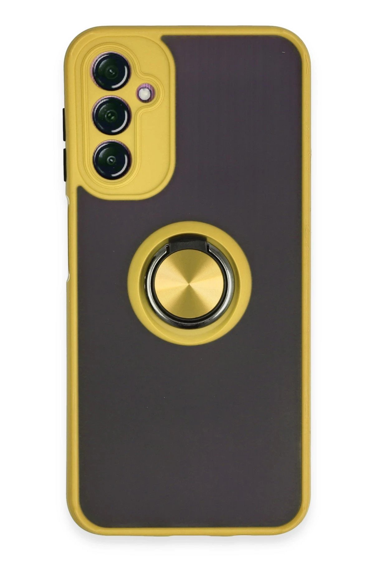 Newface Samsung Galaxy A14 4G Kılıf Montreal Yüzüklü Silikon Kapak - Sarı