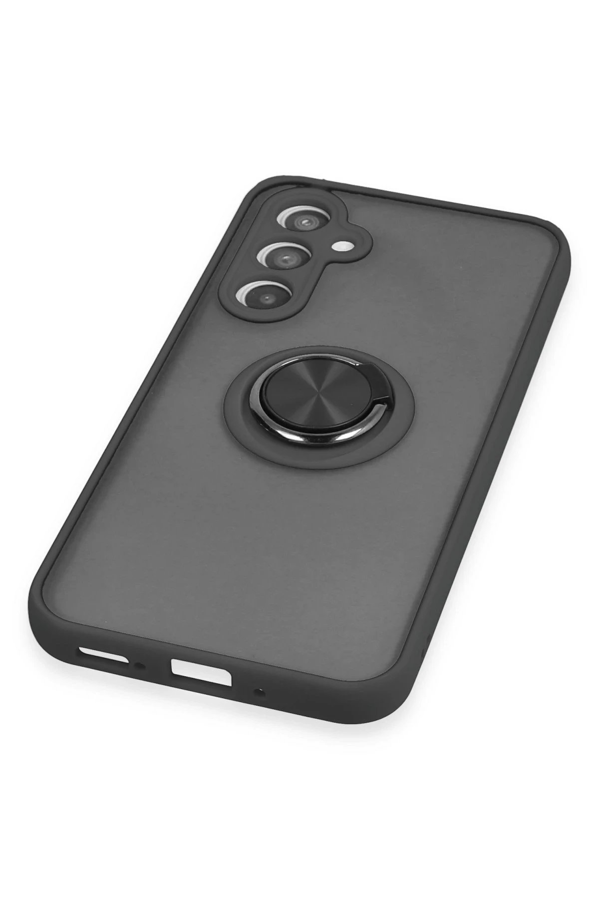 Newface Samsung Galaxy A34 5G Kılıf Montreal Yüzüklü Silikon Kapak - Siyah