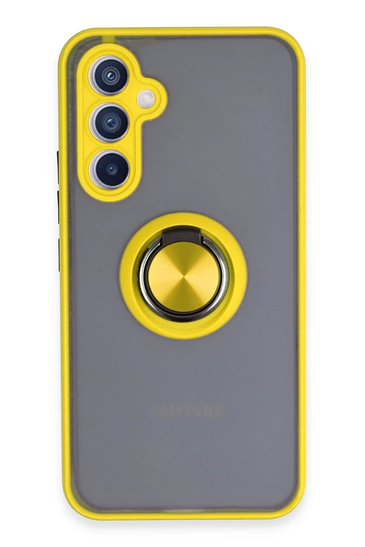 Newface Samsung Galaxy A54 5G Kılıf Montreal Yüzüklü Silikon Kapak - Sarı