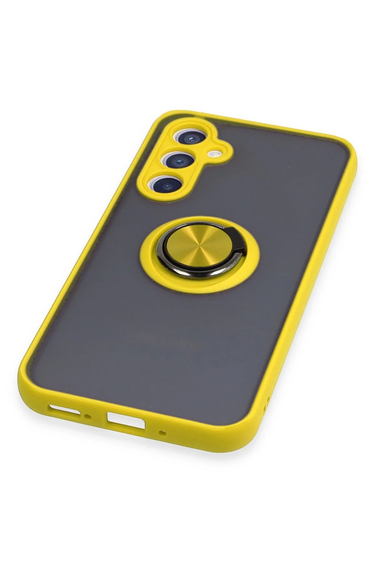 Newface Samsung Galaxy A54 5G Kılıf Montreal Yüzüklü Silikon Kapak - Sarı