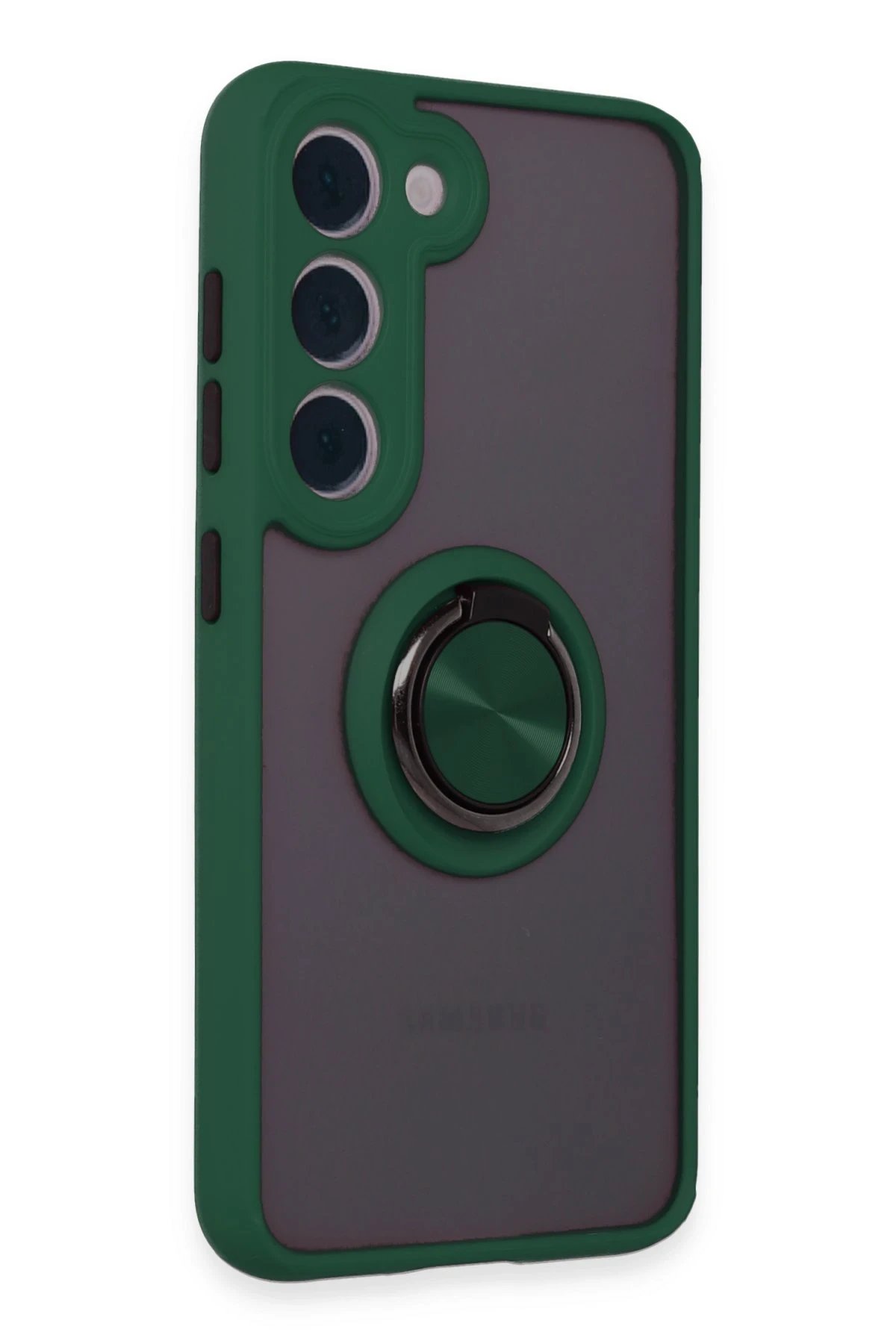 Newface Samsung Galaxy S23 Kılıf Montreal Yüzüklü Silikon Kapak - Yeşil