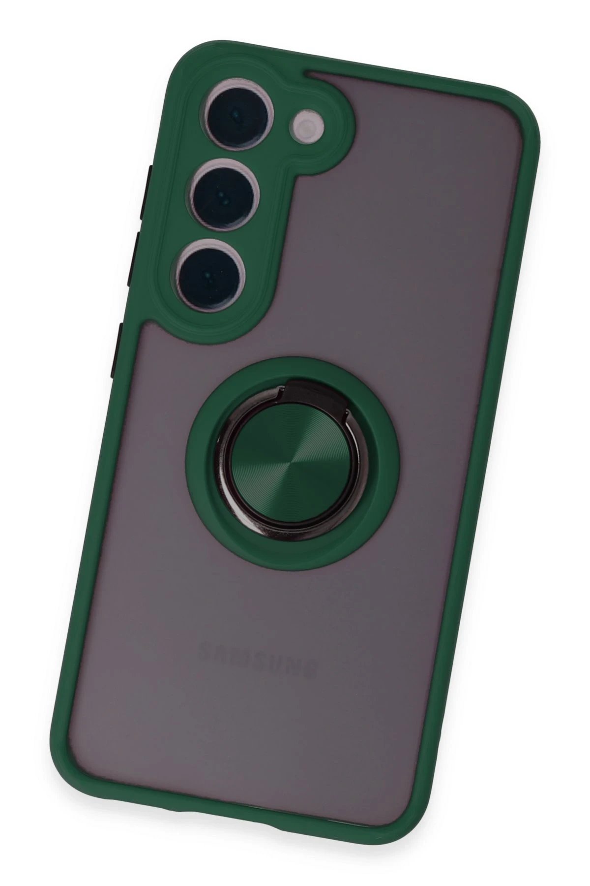 Newface Samsung Galaxy S23 Kılıf Montreal Yüzüklü Silikon Kapak - Yeşil