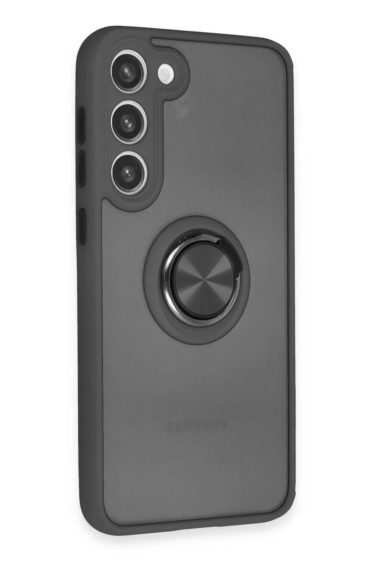 Newface Samsung Galaxy S23 Plus Kılıf Montreal Yüzüklü Silikon Kapak - Siyah