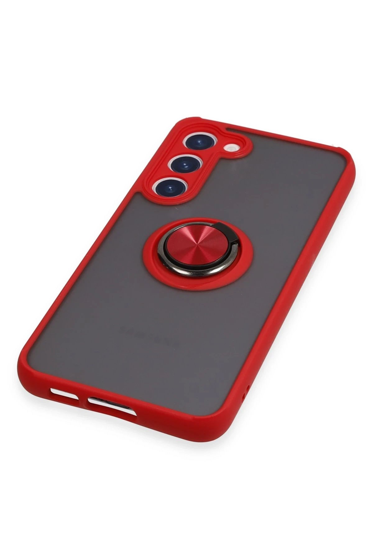 Newface Samsung Galaxy S23 Plus Kılıf Montreal Yüzüklü Silikon Kapak - Kırmızı