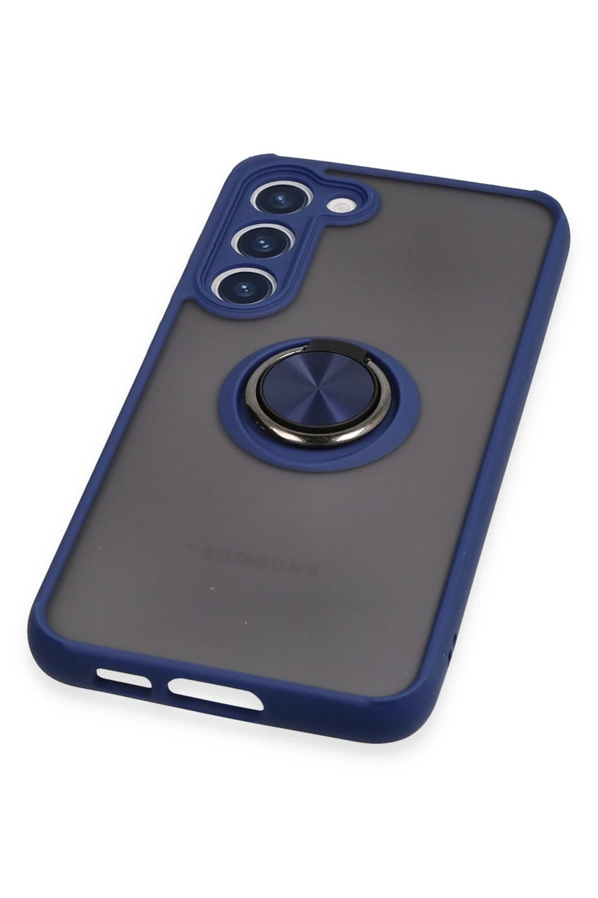 Newface Samsung Galaxy S23 Plus Kılıf Montreal Yüzüklü Silikon Kapak - Lacivert