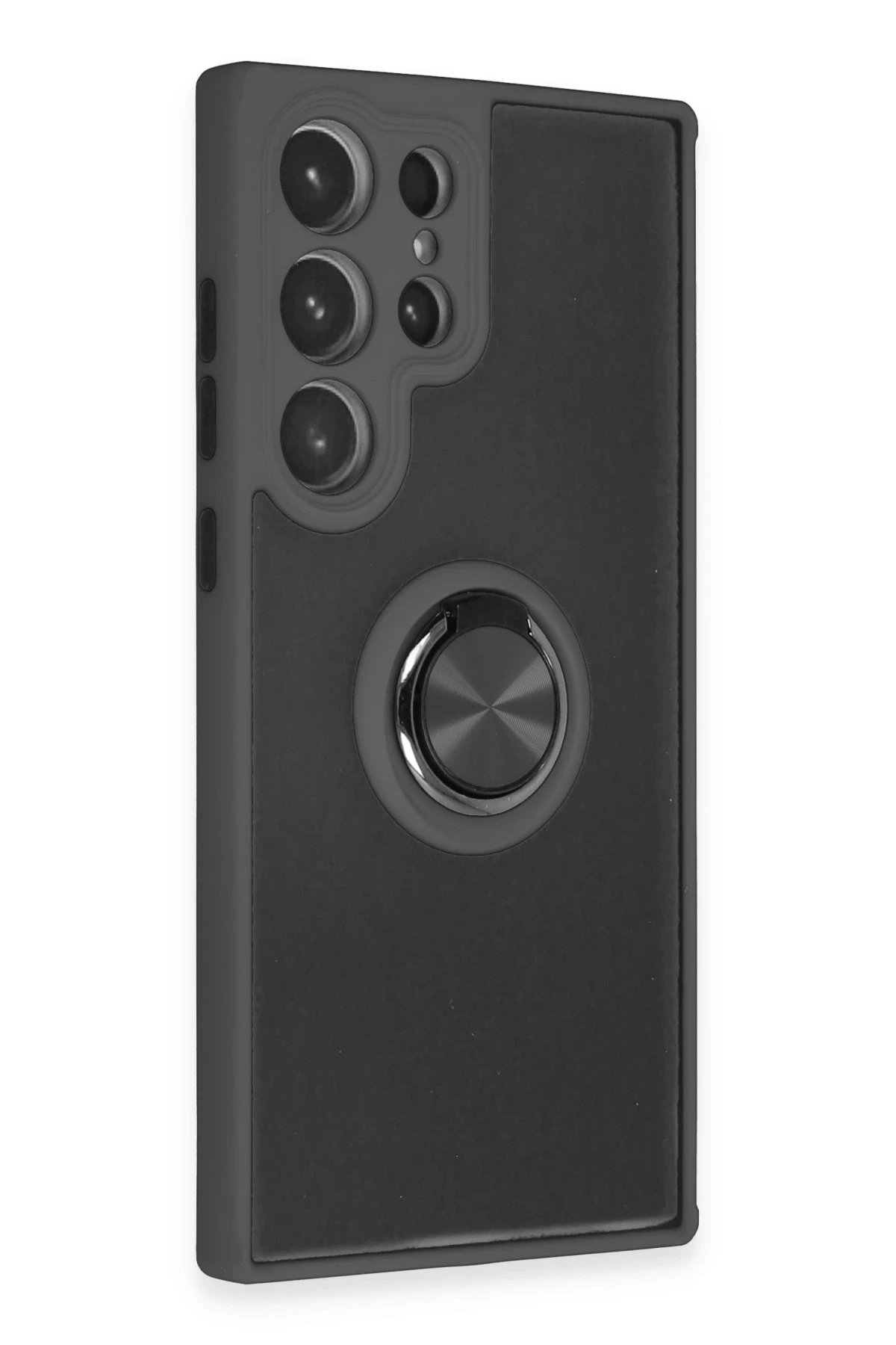 Newface Samsung Galaxy S23 Ultra Kılıf Montreal Yüzüklü Silikon Kapak - Siyah