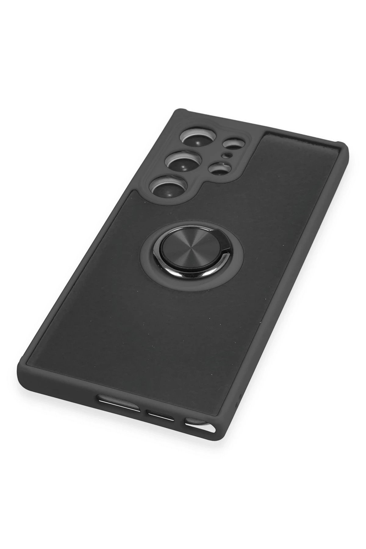 Newface Samsung Galaxy S23 Ultra Kılıf Montreal Yüzüklü Silikon Kapak - Siyah