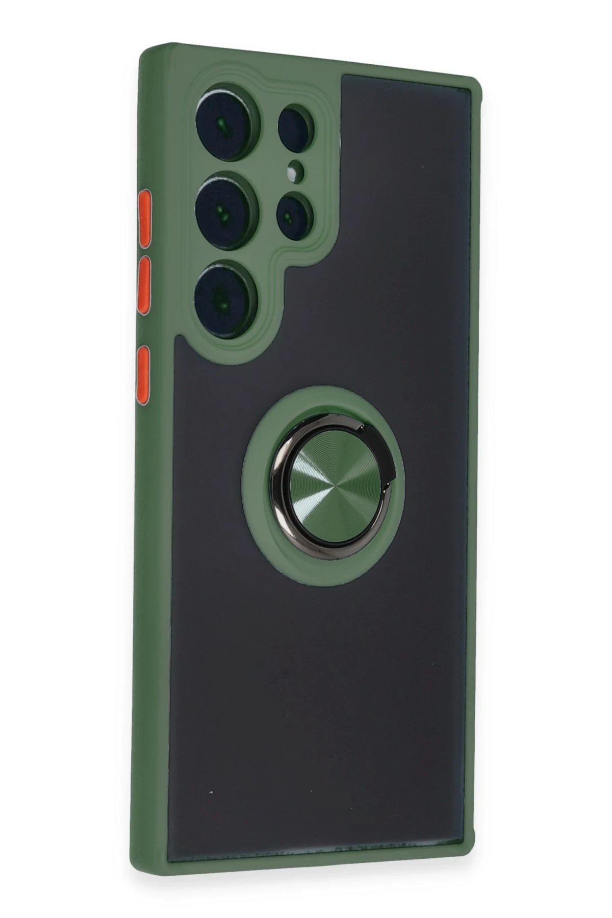 Newface Samsung Galaxy S23 Ultra Kılıf Montreal Yüzüklü Silikon Kapak - Yeşil