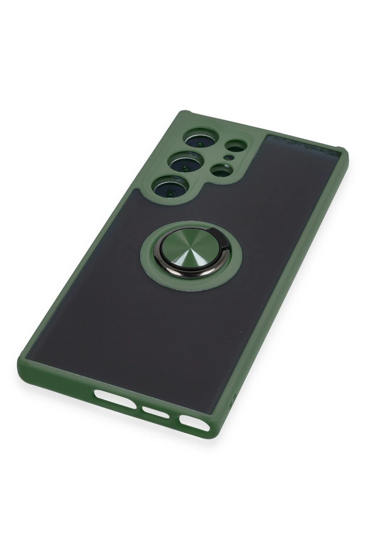 Newface Samsung Galaxy S23 Ultra Kılıf Montreal Yüzüklü Silikon Kapak - Yeşil