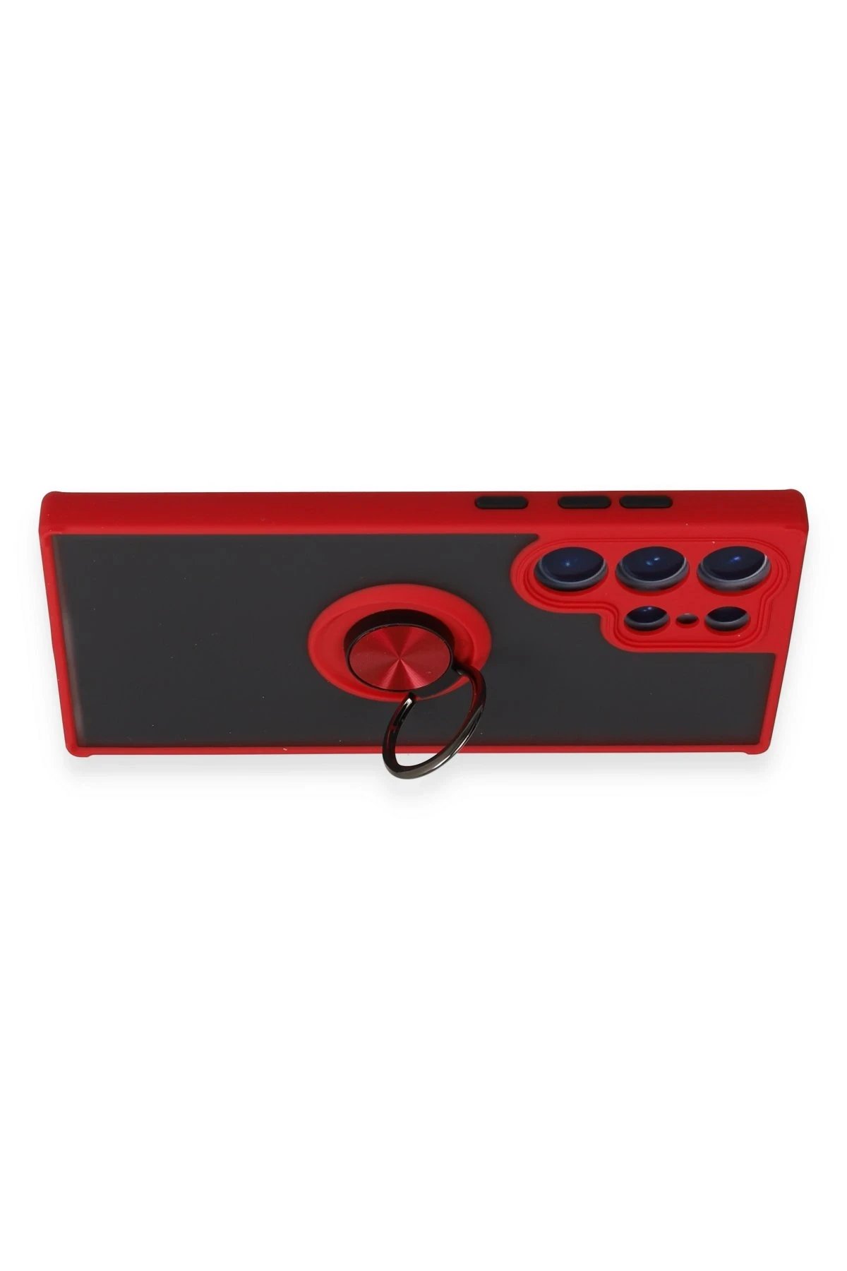 Newface Samsung Galaxy S23 Ultra Kılıf Montreal Yüzüklü Silikon Kapak - Kırmızı