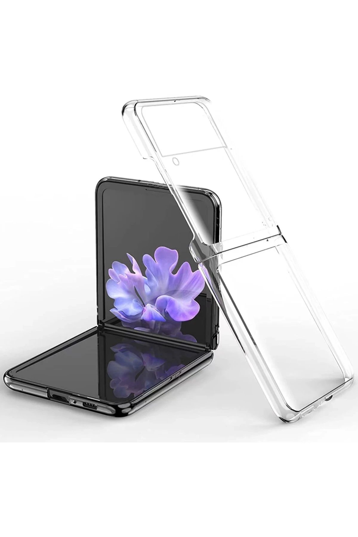Newface Samsung Galaxy Z Flip 3 Kılıf Fold TPU Silikon - Şeffaf