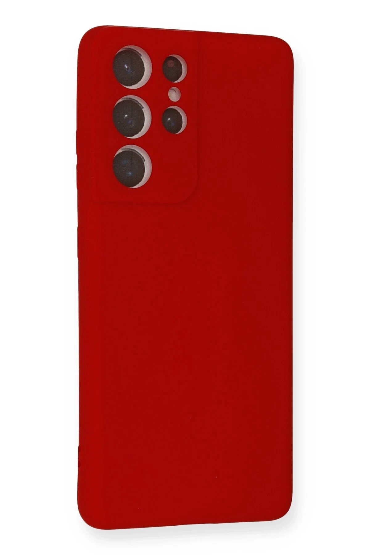 Newface Samsung Galaxy S21 Ultra Kılıf Nano içi Kadife Silikon - Kırmızı