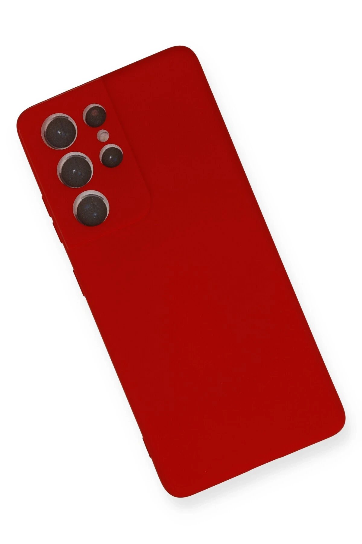 Newface Samsung Galaxy S21 Ultra Kılıf Nano içi Kadife Silikon - Kırmızı