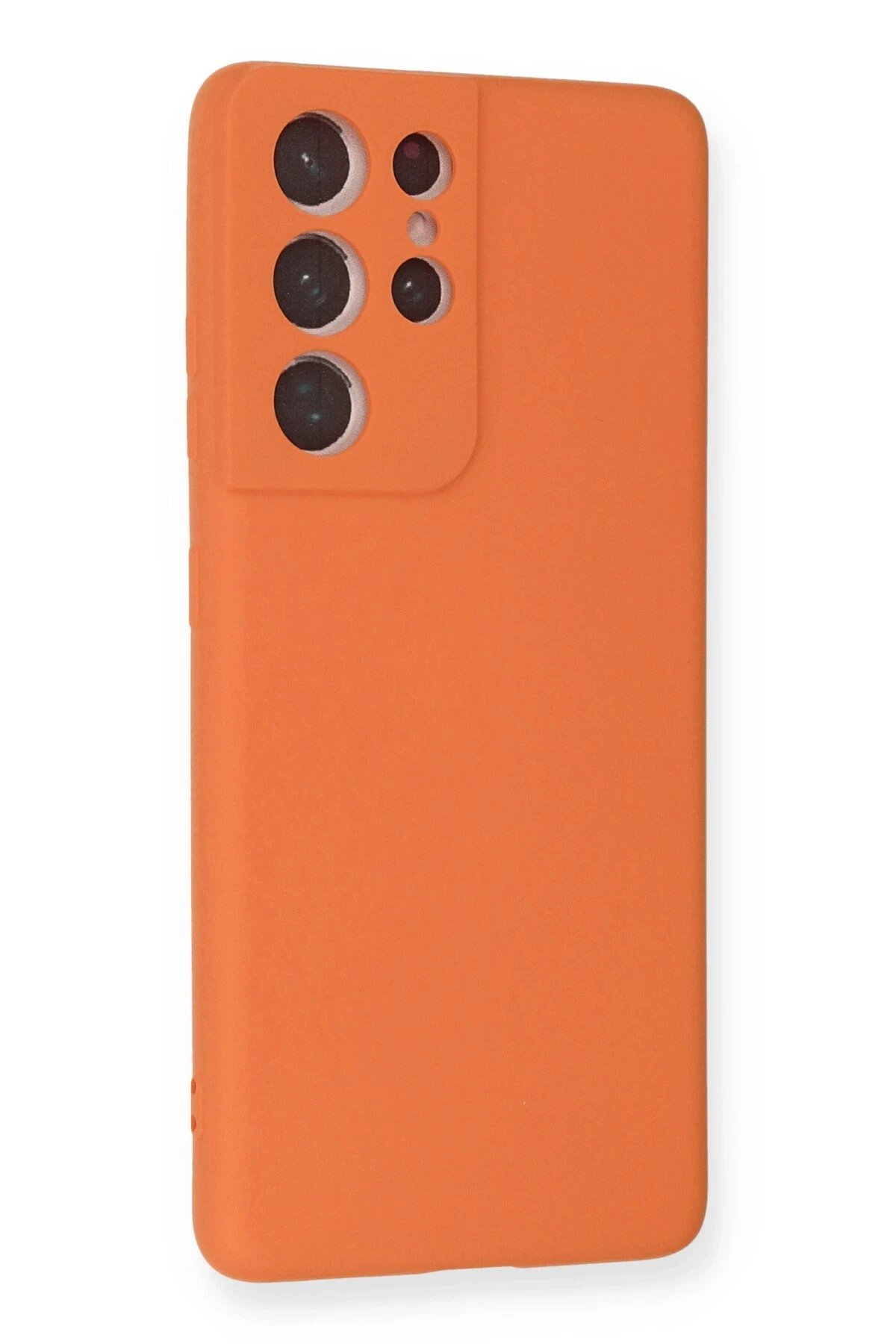 Newface Samsung Galaxy S21 Ultra Kılıf Nano içi Kadife Silikon - Turuncu