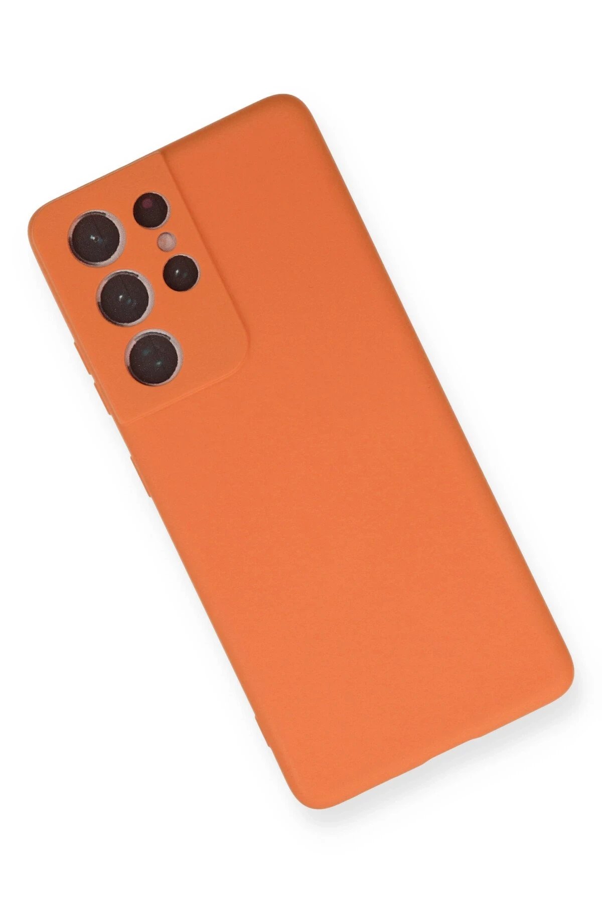 Newface Samsung Galaxy S21 Ultra Kılıf Nano içi Kadife Silikon - Turuncu