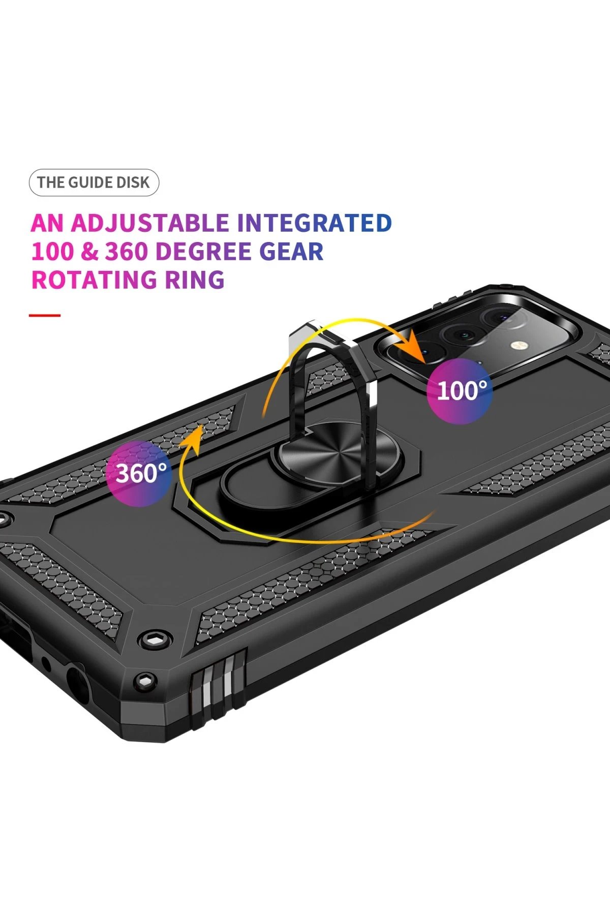 Newface Samsung Galaxy A72 Kılıf Sofya Yüzüklü Silikon Kapak - Siyah