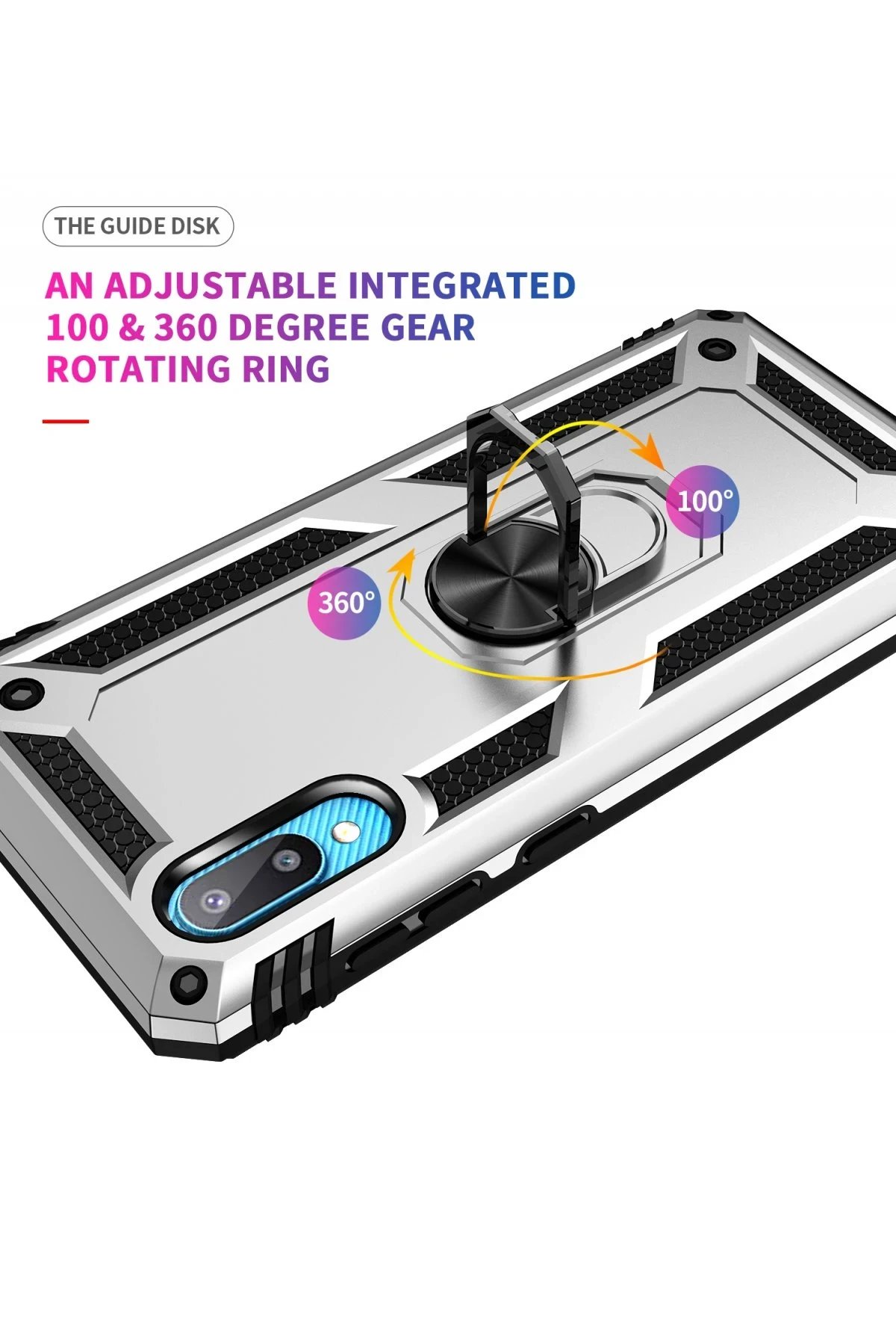 Newface Samsung Galaxy A02 Kılıf Sofya Yüzüklü Silikon Kapak - Gümüş