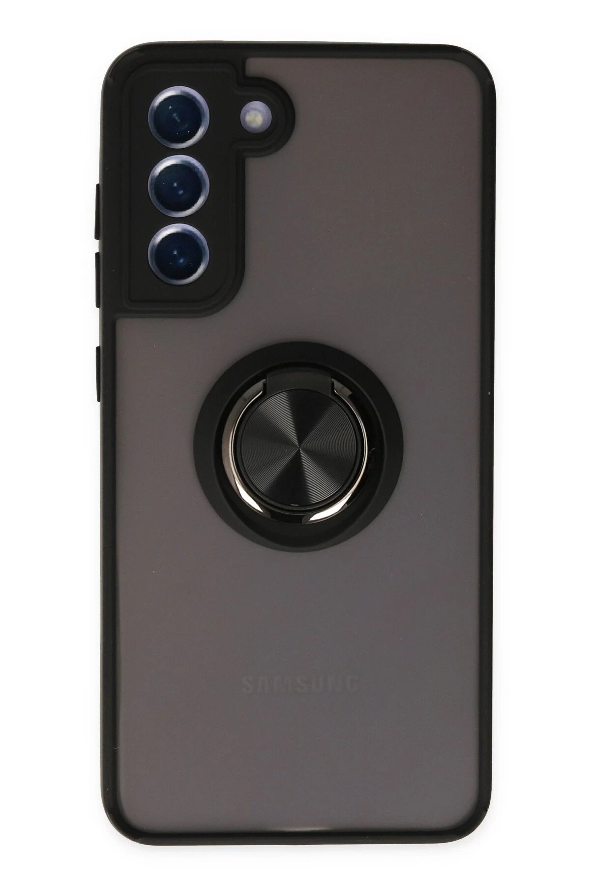 Newface Samsung Galaxy S21 FE Kılıf Montreal Yüzüklü Silikon Kapak - Siyah