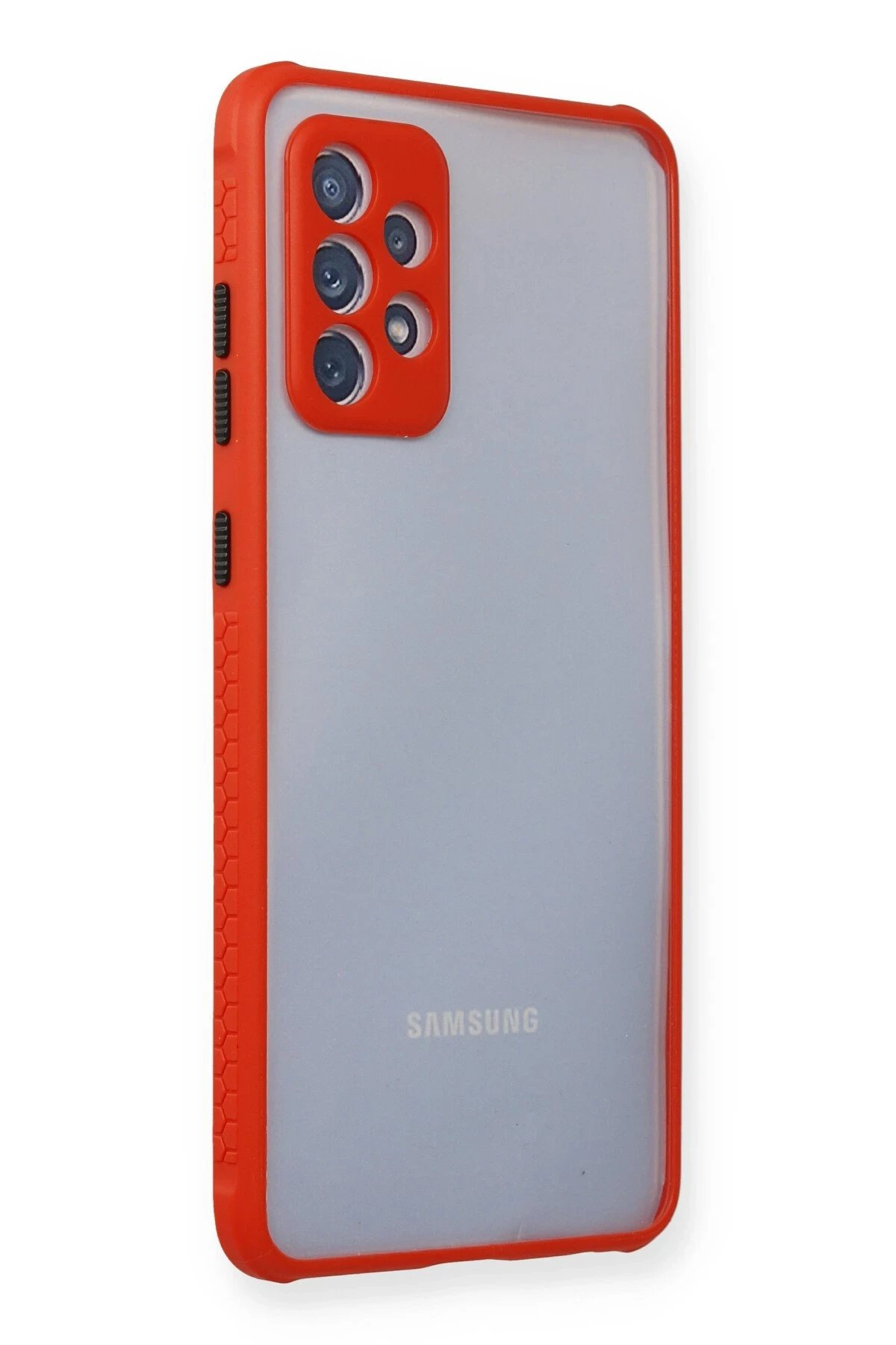 Newface Samsung Galaxy A72 Kılıf Miami Şeffaf Silikon - Kırmızı