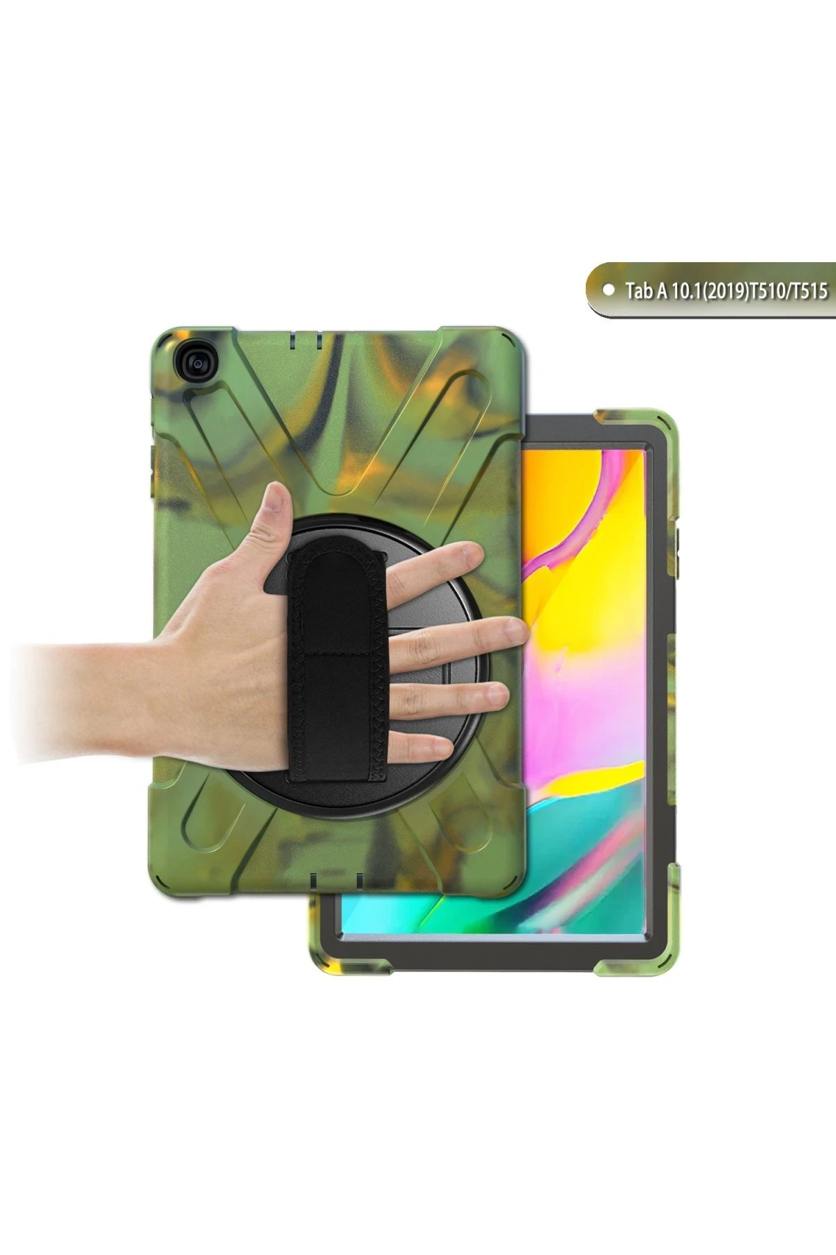 Newface Samsung Galaxy T510 Tab A 10.1 Kılıf Amazing Tablet Kapak - Kamuflaj