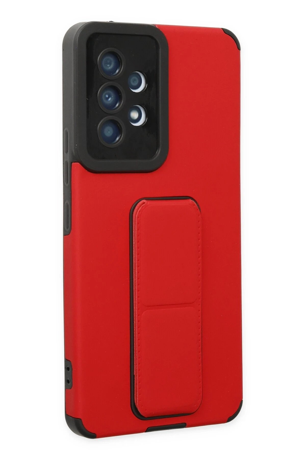 Newface Samsung Galaxy A53 5G Kılıf Mega Standlı Silikon - Kırmızı