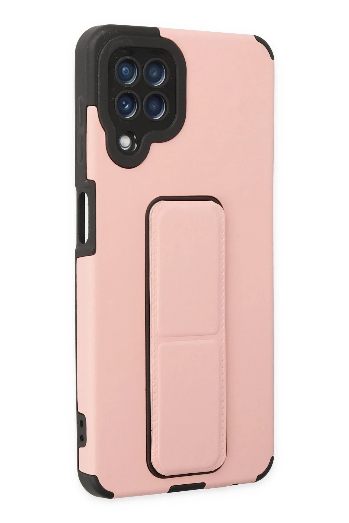 Newface Samsung Galaxy A22 Kılıf Mega Standlı Silikon - Pudra