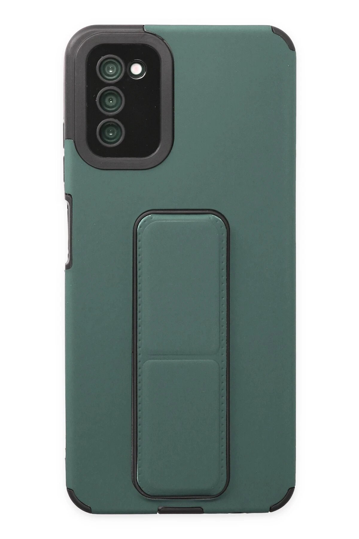 Newface Samsung Galaxy A03S Kılıf Mega Standlı Silikon - Yeşil