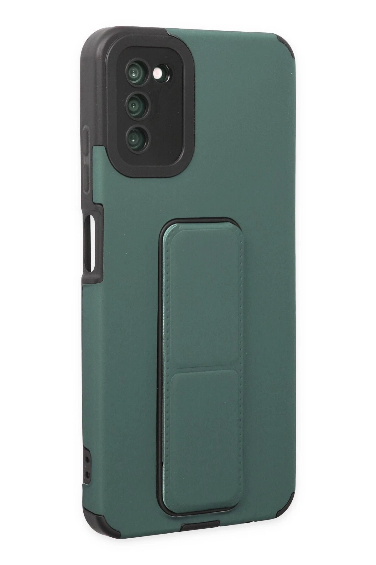 Newface Samsung Galaxy A03S Kılıf Mega Standlı Silikon - Yeşil