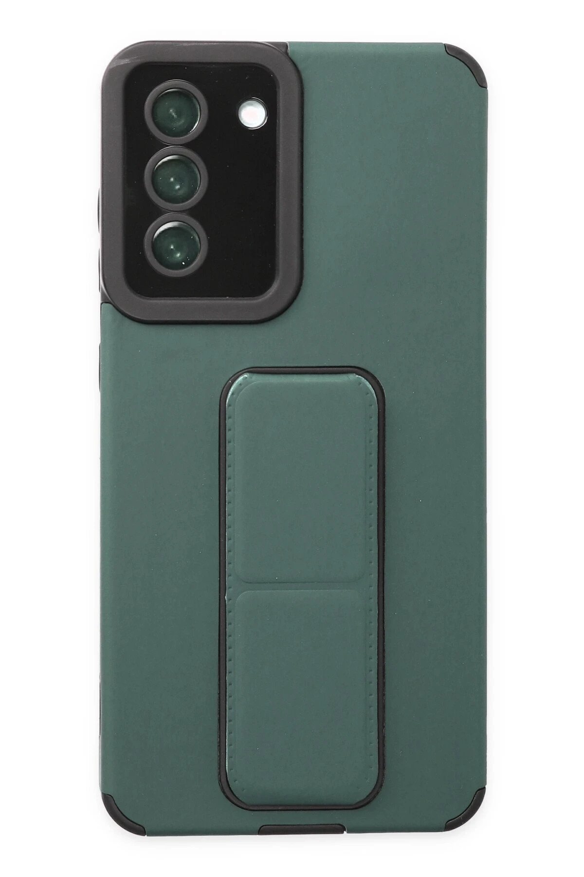 Newface Samsung Galaxy S21 FE Kılıf Mega Standlı Silikon - Yeşil