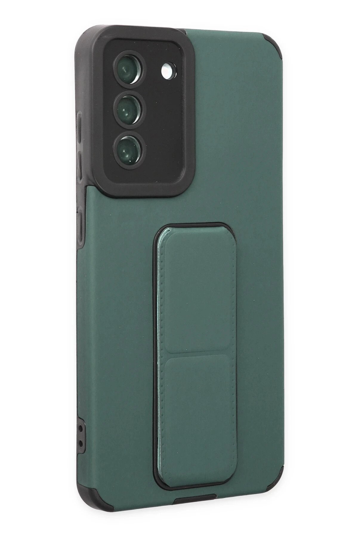 Newface Samsung Galaxy S21 FE Kılıf Mega Standlı Silikon - Yeşil