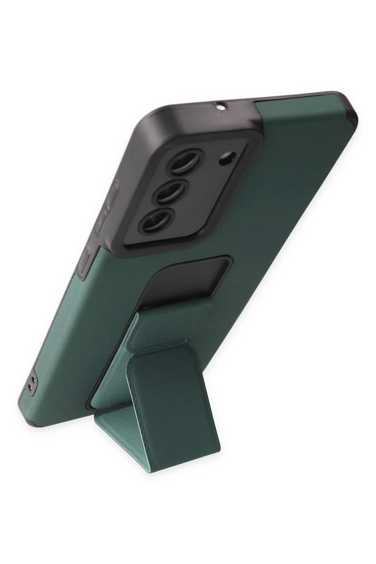 Newface Samsung Galaxy S21 FE Kılıf Mega Standlı Silikon - Yeşil