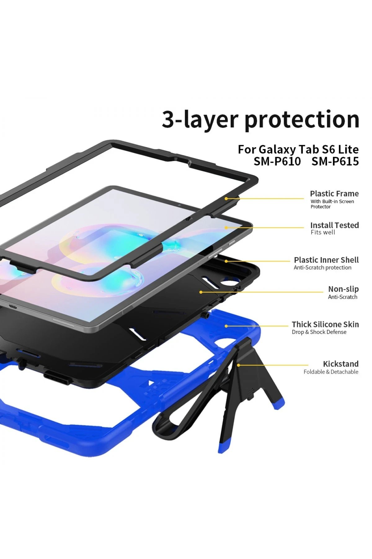 Newface Samsung Galaxy T500 Tab A7 10.4 Kılıf Griffin Tablet Kapak - Mavi