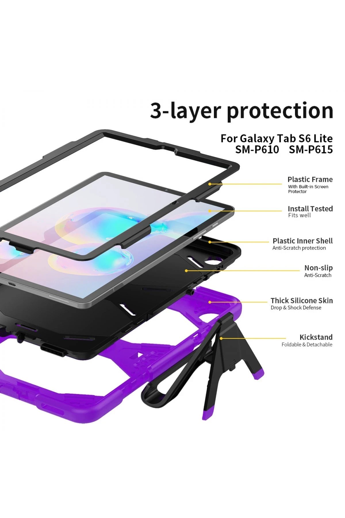 Newface Samsung Galaxy T500 Tab A7 10.4 Kılıf Griffin Tablet Kapak - Mor