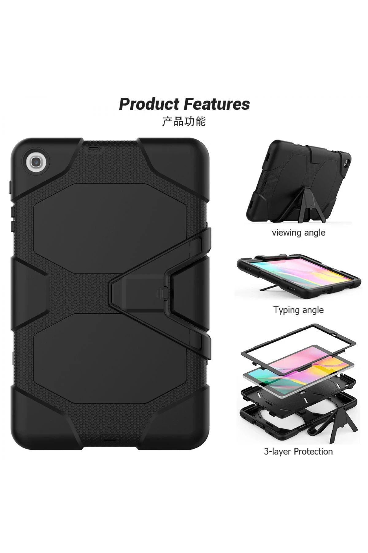 Newface Samsung Galaxy T510 Tab A 10.1 Kılıf Griffin Tablet Kapak - Siyah